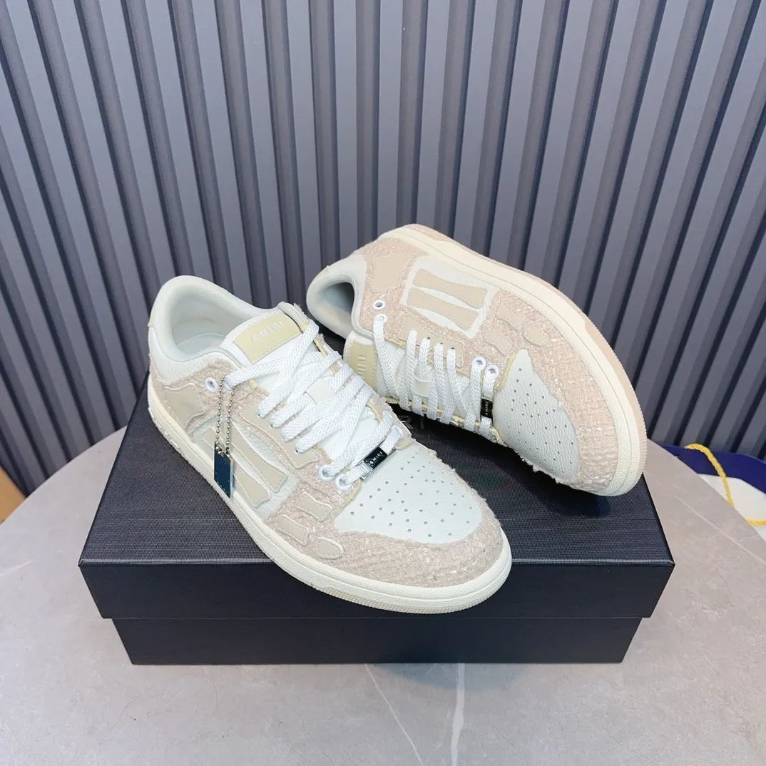 Men's men's shoes 💰600 AMIRI high street sneakers with bone sports shoes, toe layer cowhide upper, upper side bones, hand-stitched, good three-dimensional effect, customized metal LOGO, size 38-45 46